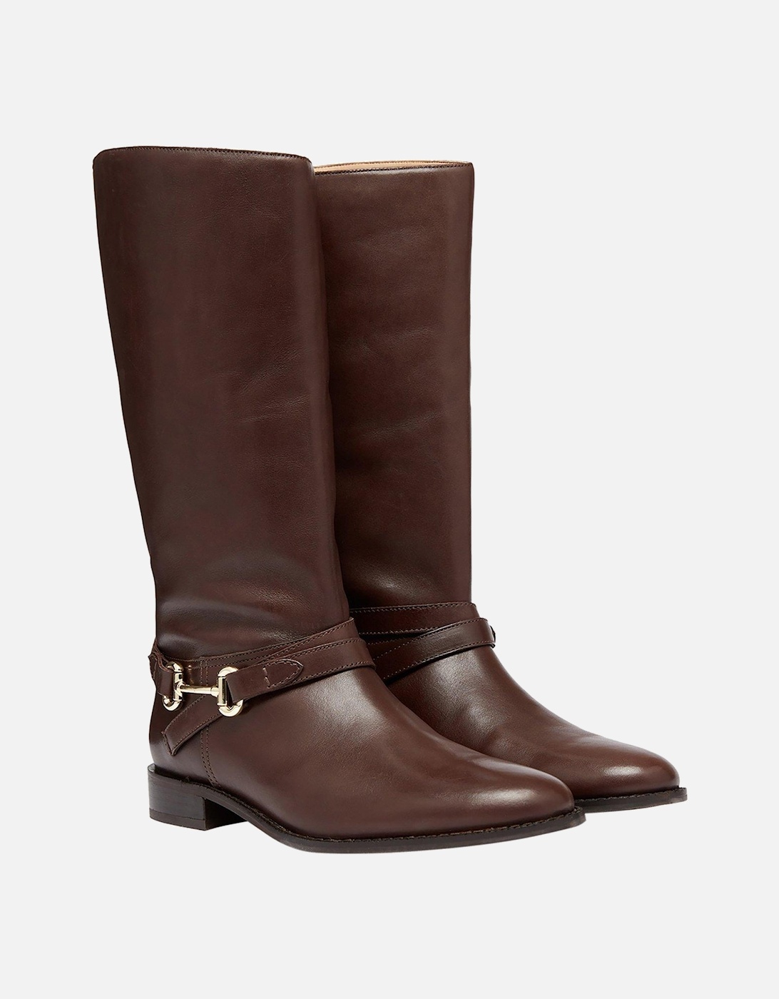 Joules Westcote Snaffle Detail Knee High Leather Boot Dark Brown