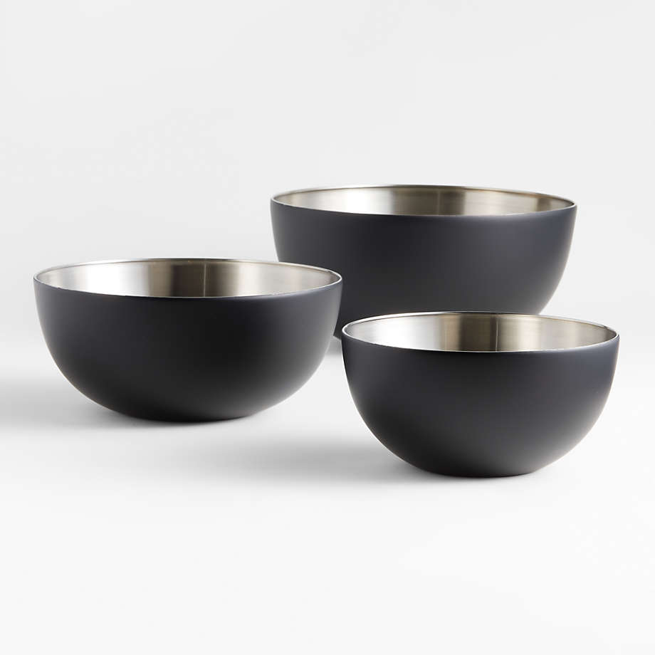 Matte Black Stainless Mixing Bowls, Set of 3