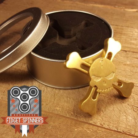 BRASS SKULL AND CROSSBONES FIDGET SPINNER