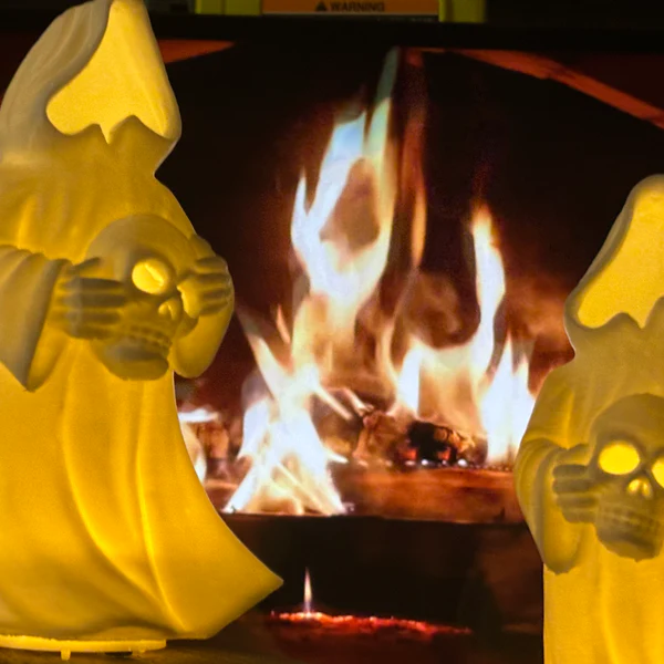 6-Inch LED Ghost with Skull - Glowing Halloween Decoration