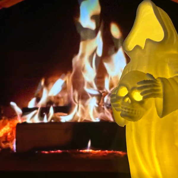 6-Inch LED Ghost with Skull - Glowing Halloween Decoration