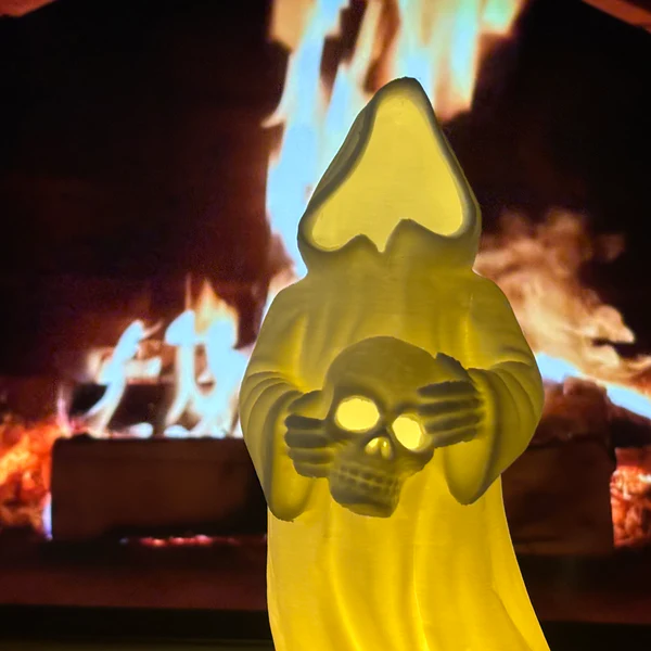 6-Inch LED Ghost with Skull - Glowing Halloween Decoration
