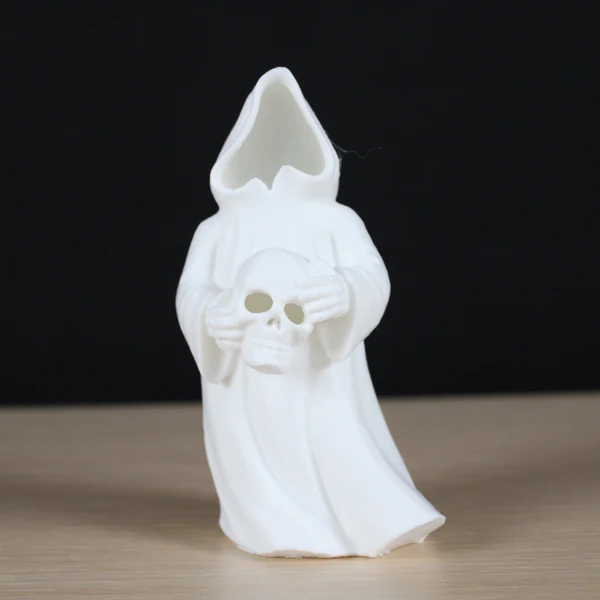 6-Inch LED Ghost with Skull - Glowing Halloween Decoration