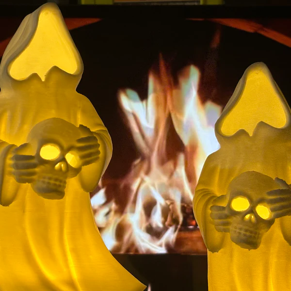 6-Inch LED Ghost with Skull - Glowing Halloween Decoration