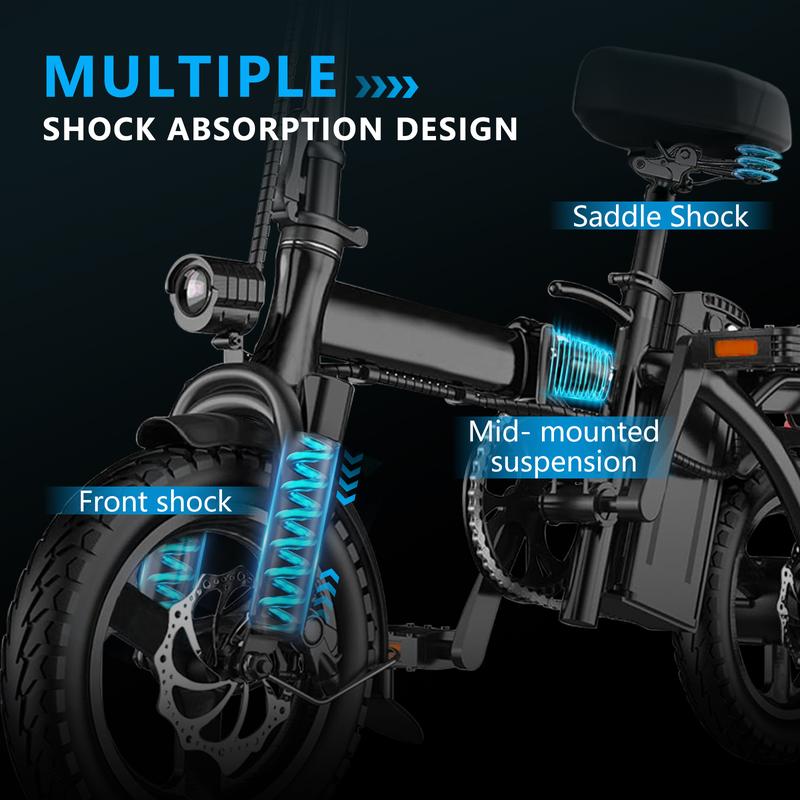 48V12Ah Electric Bike,400W Motor Folding Ebike,20+MPH Electric Bicycle with RemovableBattery, Commuting E-Bike, High Brushless Gear Motor