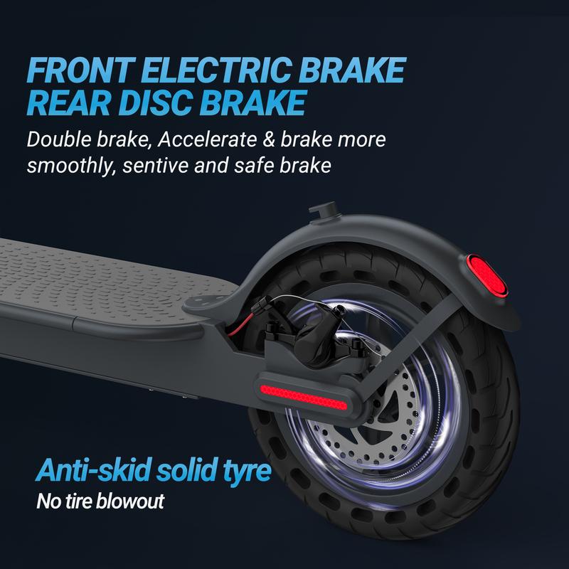 Electric Scooter ES80 350W Motor, 21 Miles Range, 19 MPH Top Speed, Disc Brakes, Ternary Lithium Battery, Aluminum Alloy Frame, Foldable, App-Controlled, 10.5Ah High-Capacity Battery, 8.5-Inch Solid Tires.