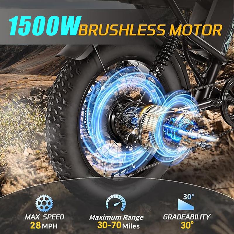 DRIFT.SLIDE 1500W Peak Power Electric Bike for Adults, 28 MPH 60 Miles Electric Moped Style Bike, 420.8 Ah UL 2849 Removable Ba8V ttery, 7 Speed 20