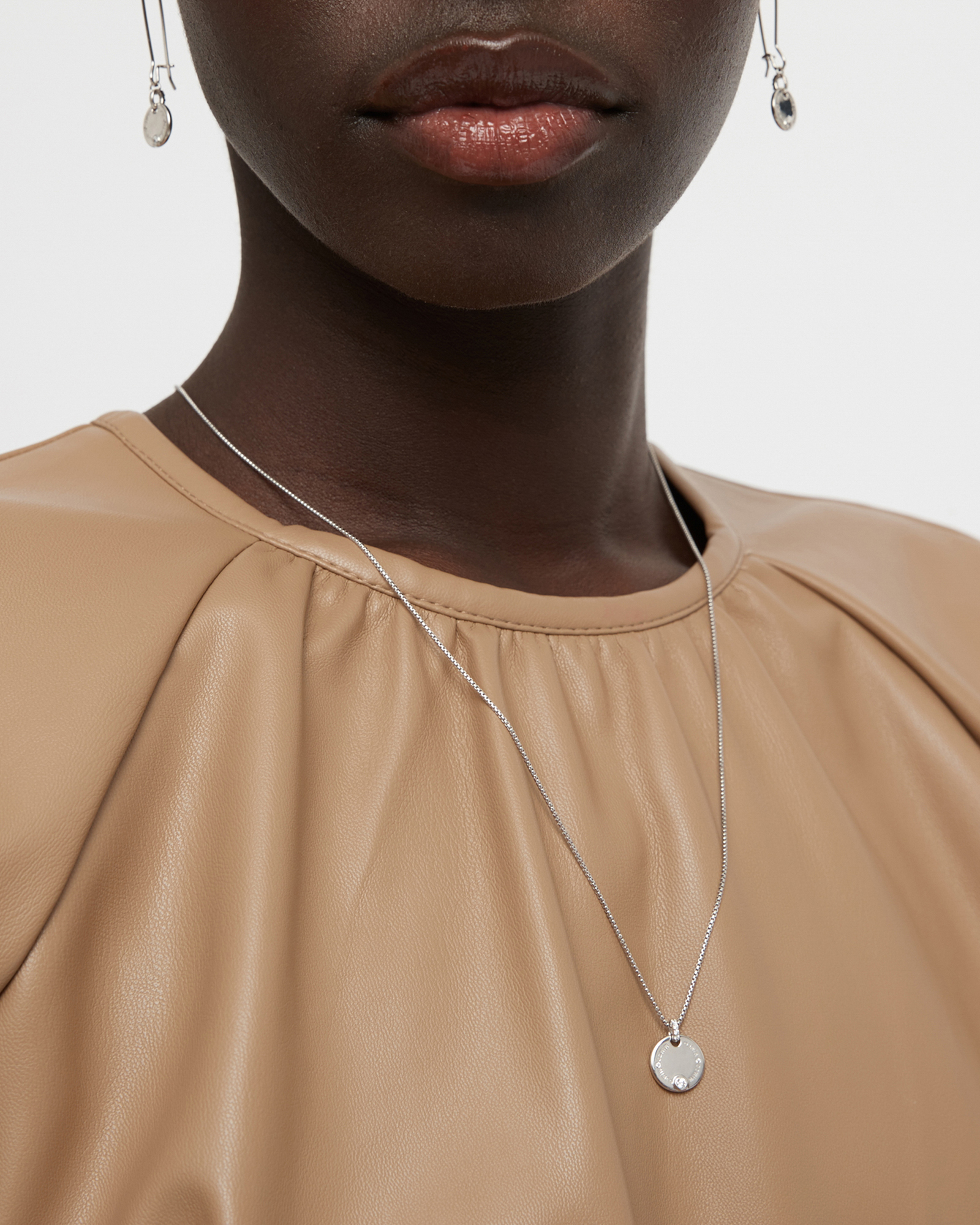 Mimco Rotate Sterling Silver Coin Necklace