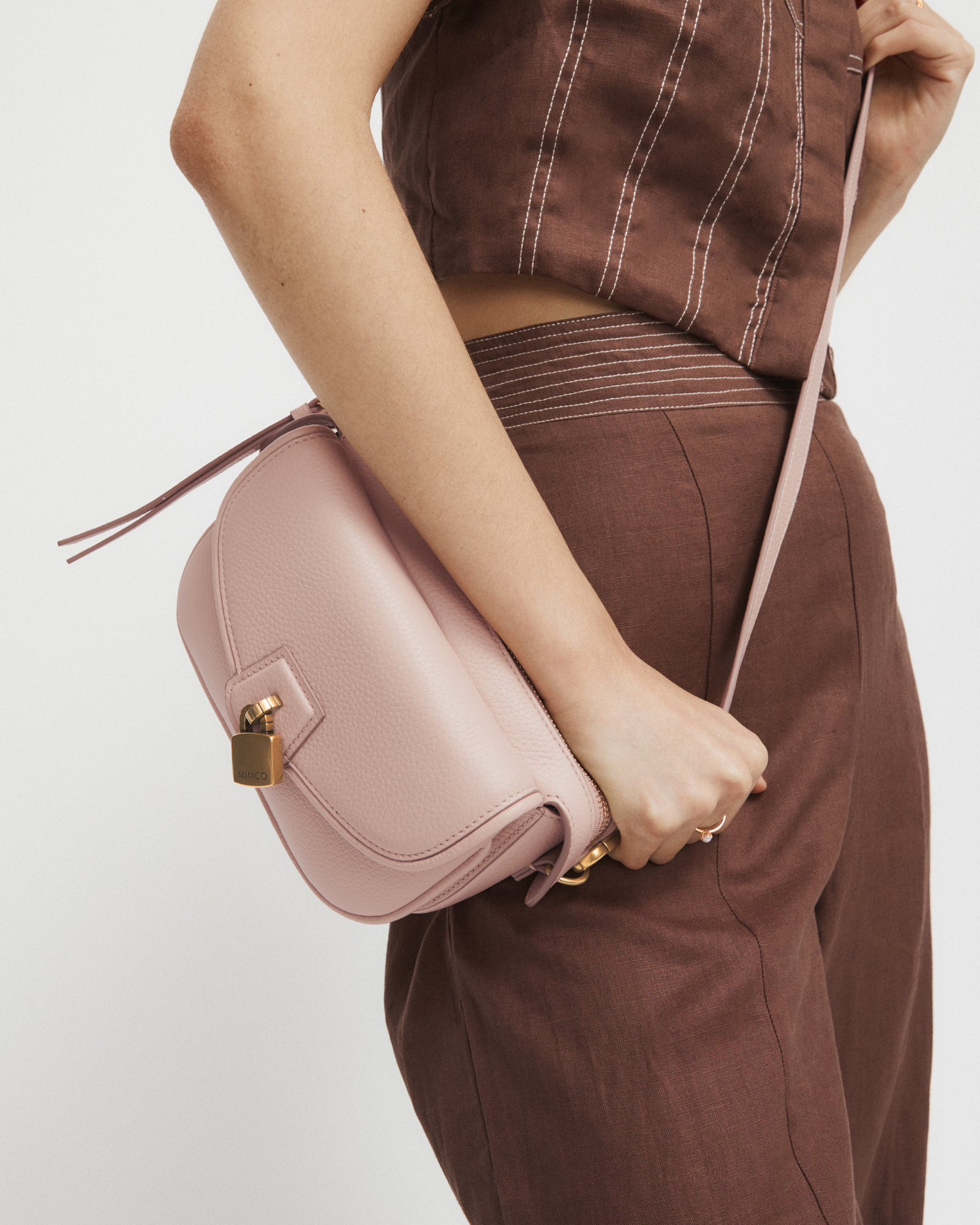 Mimco Lock-it Mini Saddle Cross Body Bag