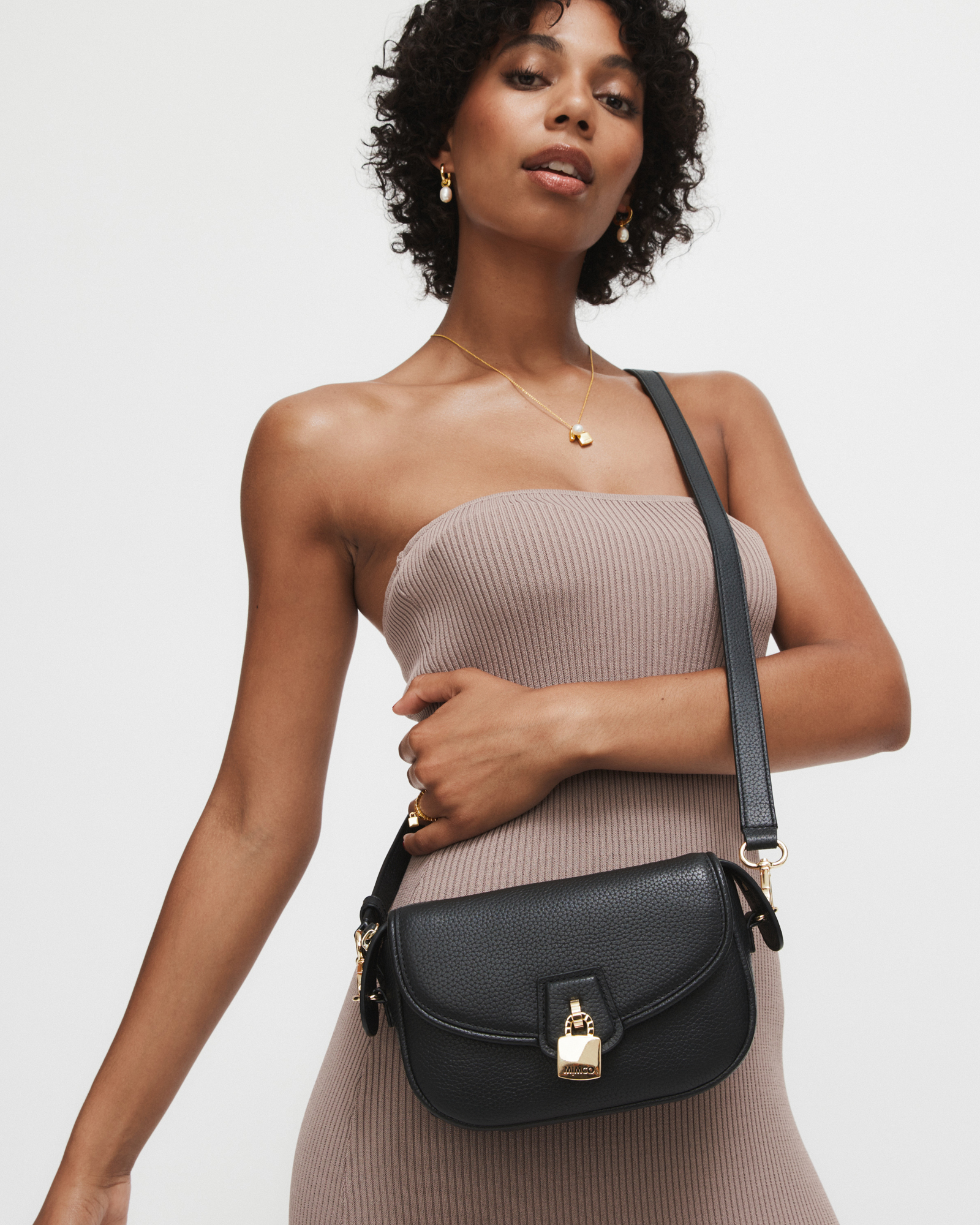 Mimco Lock-it Mini Saddle Cross Body Bag