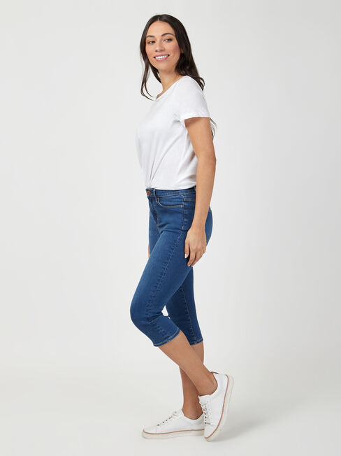 Mid Waist Pedal Pusher Bright Indigo