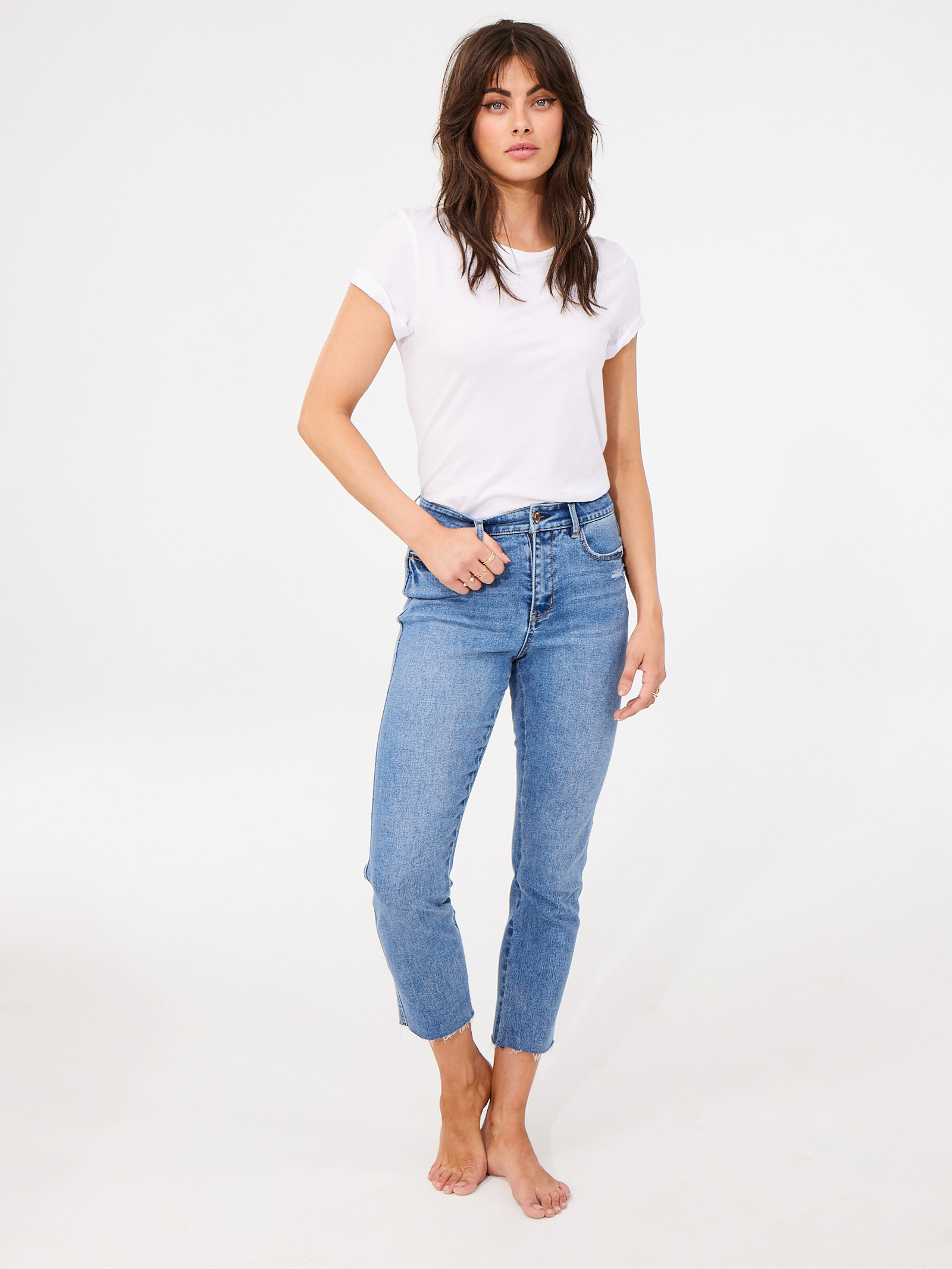 Izzy Mid Waisted Slim Crop Jeans