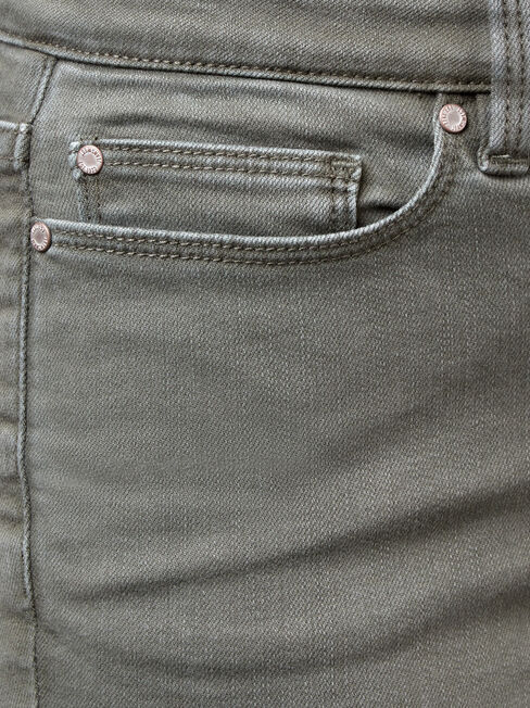 Kara Mid Waist Skinny Capri Khaki