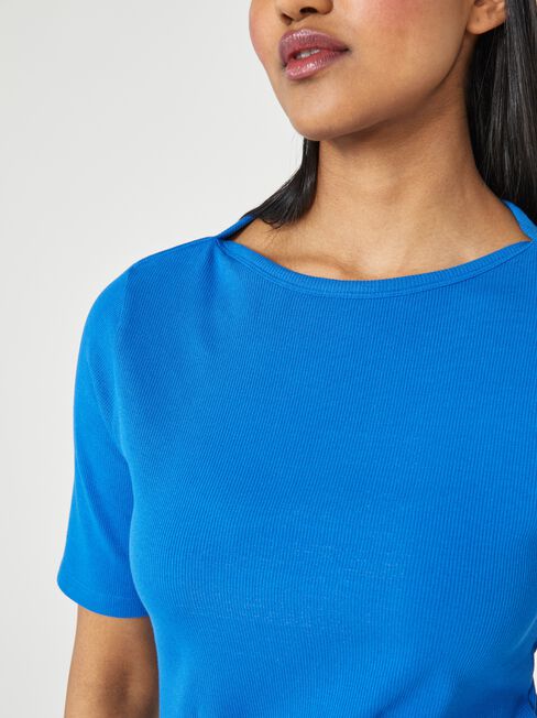 Rib Elbow Sleeve Boatneck Tee