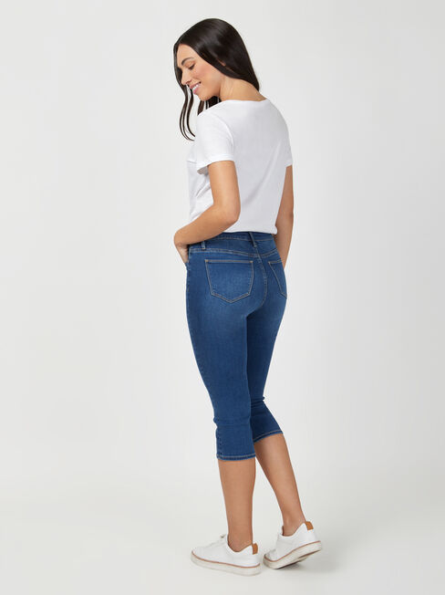 Mid Waist Pedal Pusher Bright Indigo