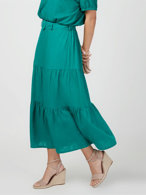 Sara Belted Tiered Skirt
