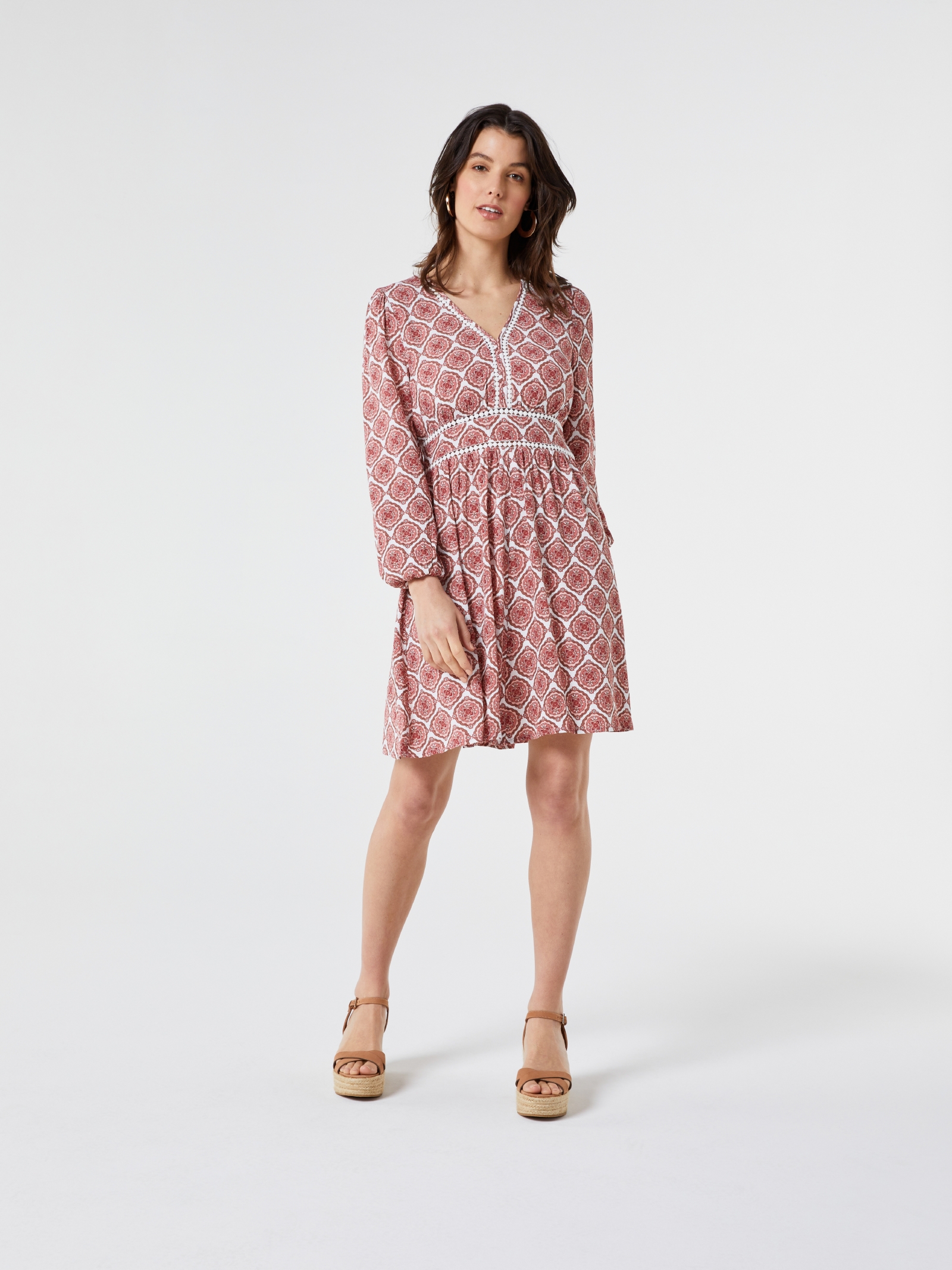 Bridgette Blouson Sleeve V-Neck Dress