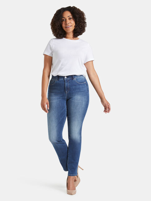 Tummy Trimmer Slim Straight Jeans Mid Sapphire