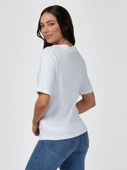 Rib Elbow Sleeve Boatneck Tee