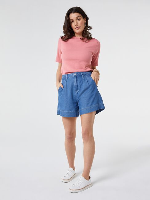 Rib Elbow Sleeve Boatneck Tee