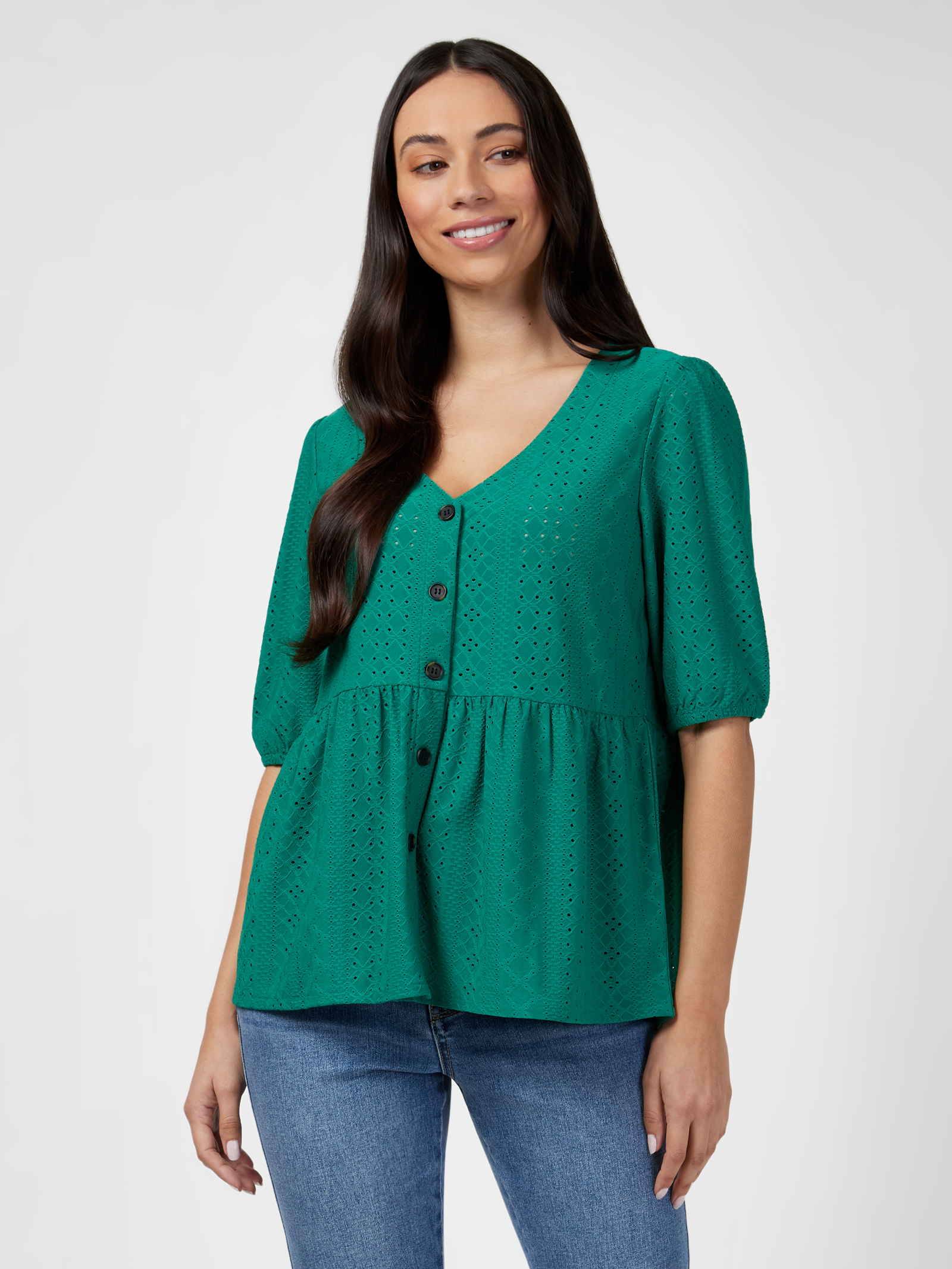 Eden Lacey Button Front Tee