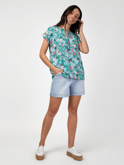 Heather Button Front Top