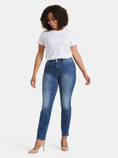 Tummy Trimmer Slim Straight Jeans Mid Sapphire
