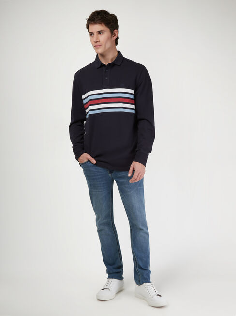 LS Adair Panel Stripe Rugby Polo