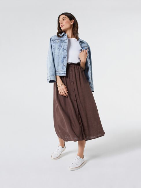 Collette Ruched Waist Midi Skirt