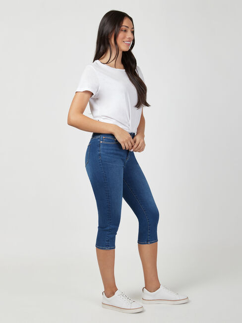 Mid Waist Pedal Pusher Bright Indigo