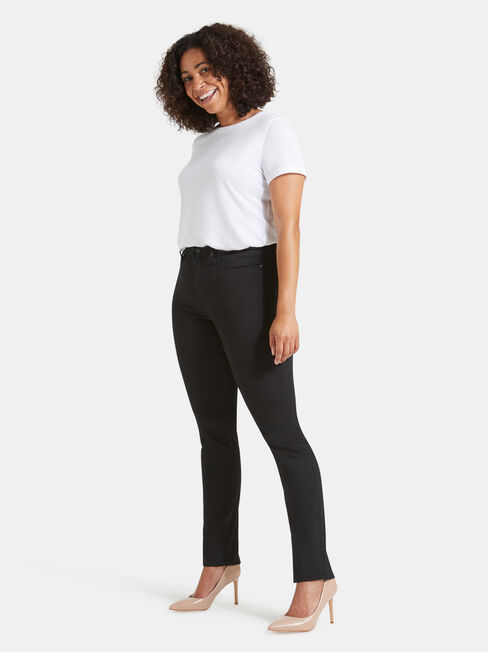 Tummy Trimmer Slim Straight Jeans Black