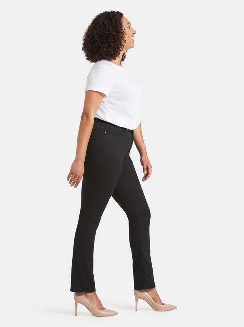Tummy Trimmer Slim Straight Jeans Black