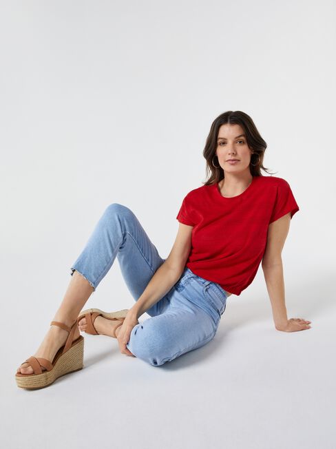 Thea Pointelle Bubble Hem Top