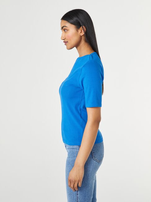 Rib Elbow Sleeve Boatneck Tee