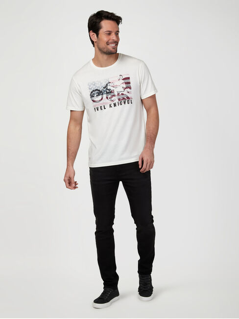 SS Evel Knievel Legend Print Crew Tee