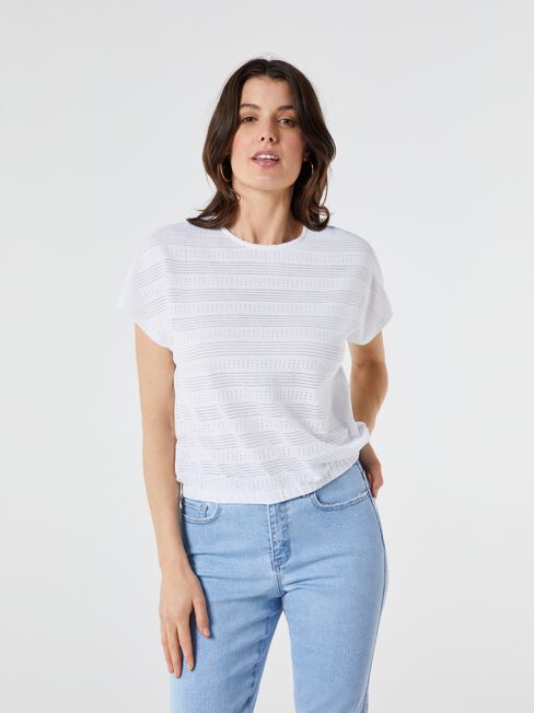 Thea Pointelle Bubble Hem Top