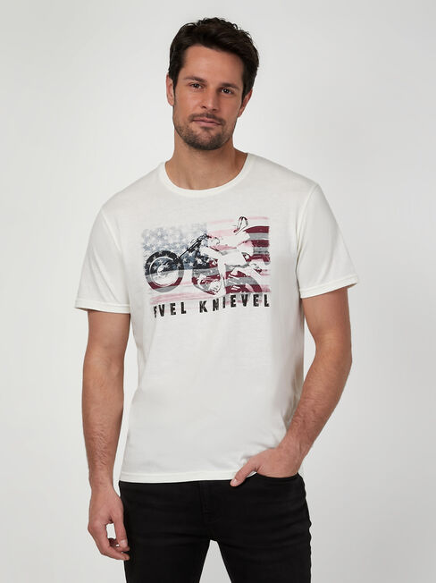 SS Evel Knievel Legend Print Crew Tee