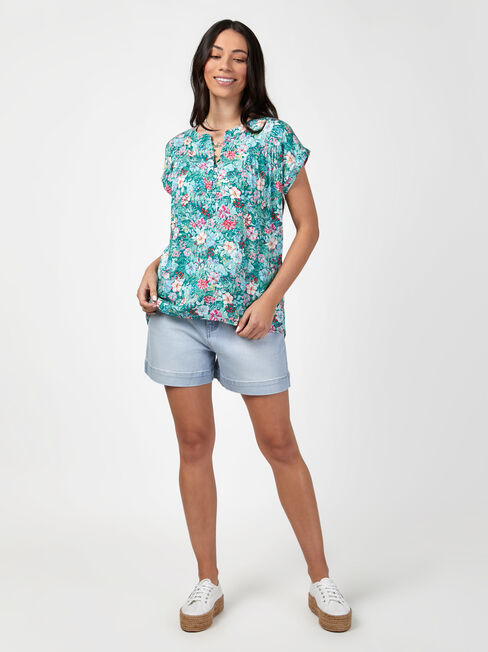 Heather Button Front Top