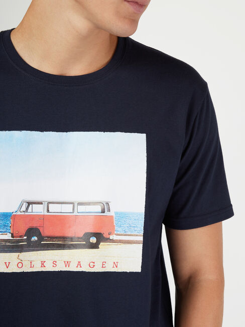 SS VW Beach Print Crew Tee