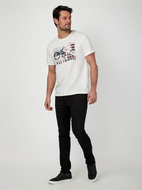 SS Evel Knievel Legend Print Crew Tee