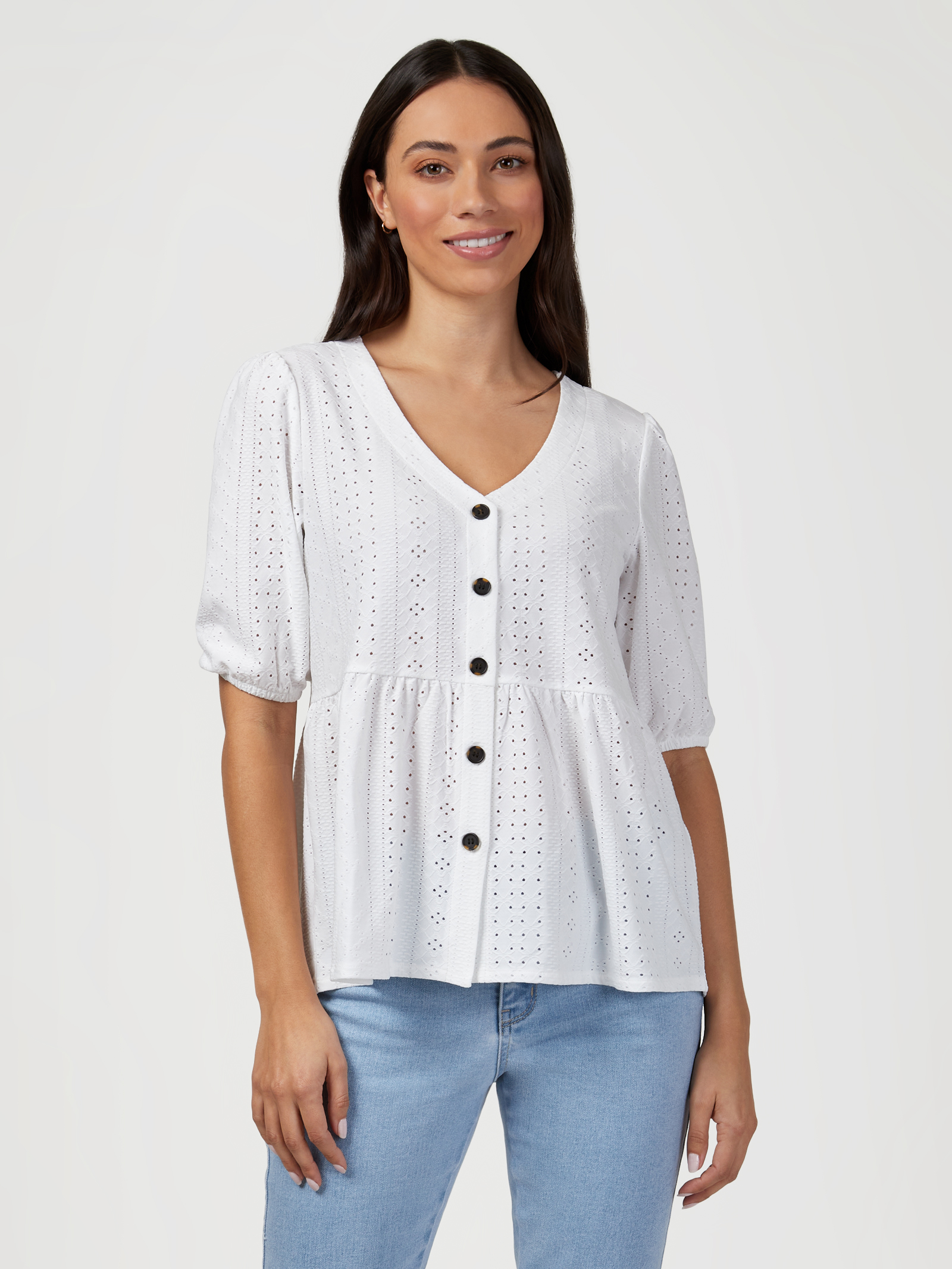 Eden Lacey Button Front Tee