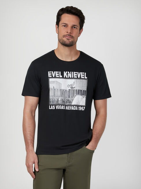 SS Evel Knievel Las Vegas Print Crew Tee