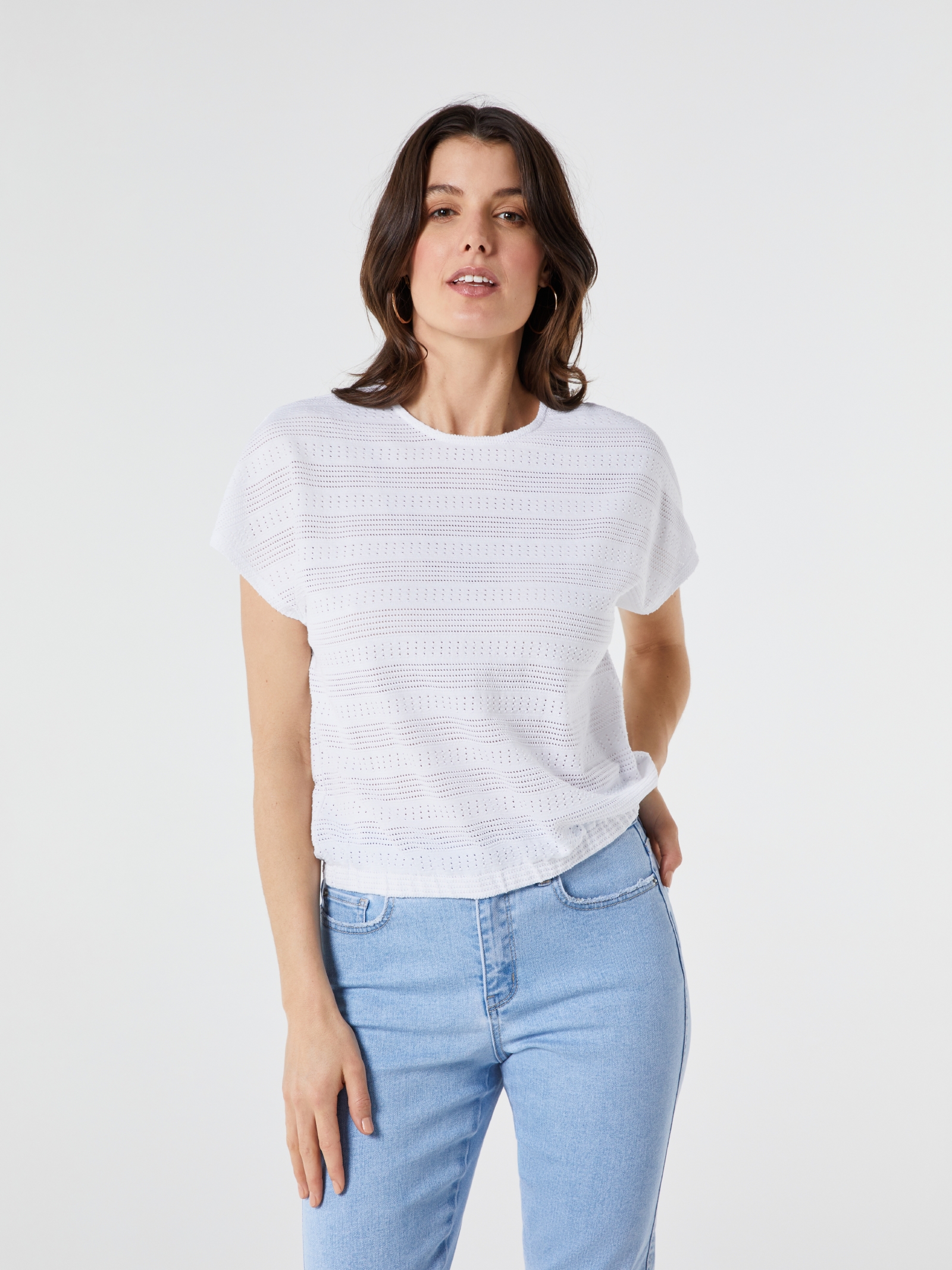 Thea Pointelle Bubble Hem Top