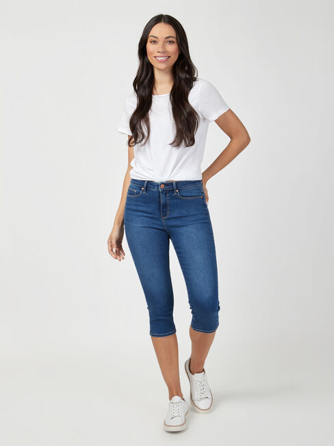 Mid Waist Pedal Pusher Bright Indigo