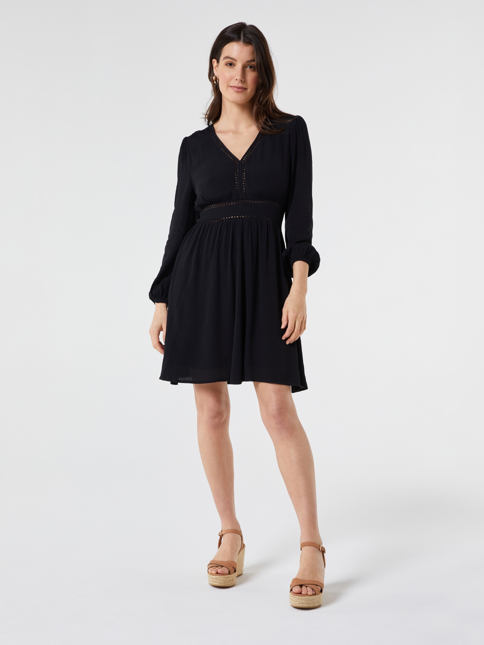 Bridgette Blouson Sleeve V-Neck Dress