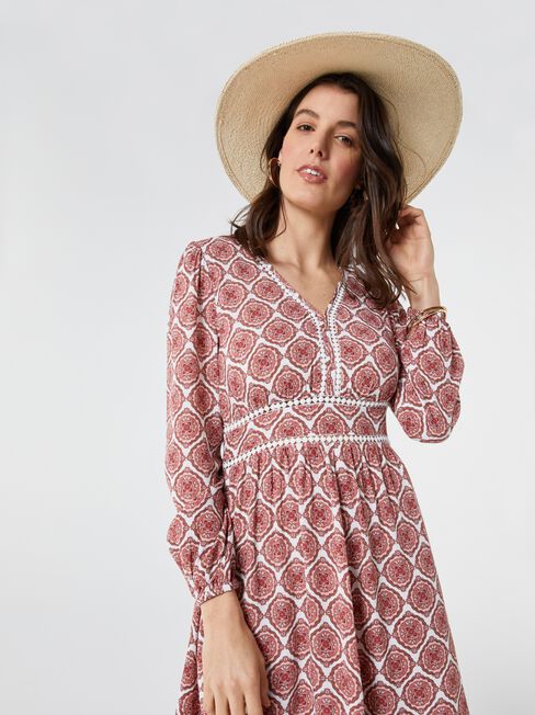 Bridgette Blouson Sleeve V-Neck Dress