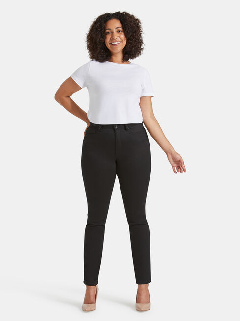 Tummy Trimmer Slim Straight Jeans Black