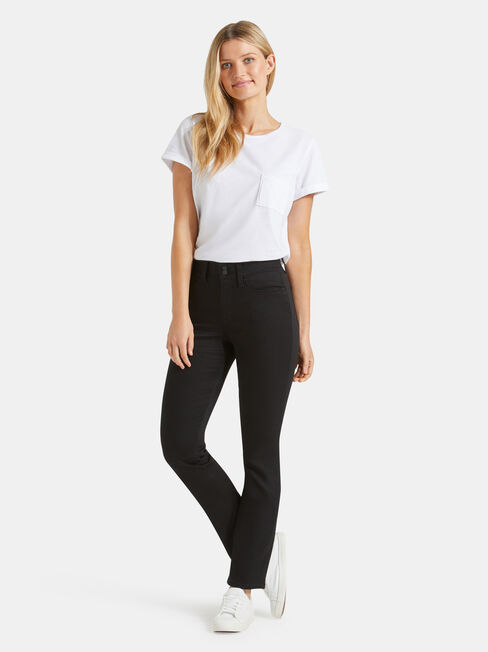 Tummy Trimmer Slim Straight Jeans Black