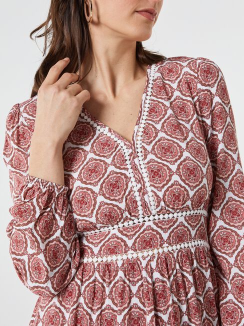 Bridgette Blouson Sleeve V-Neck Dress