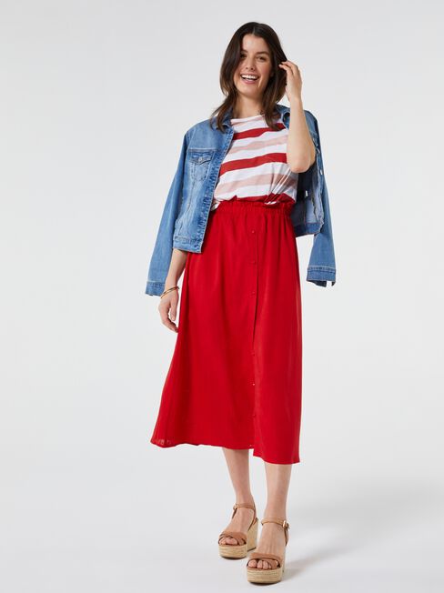 Collette Ruched Waist Midi Skirt